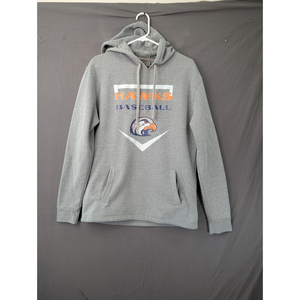 Next Level Apparel Hawks Baseball Hoodie Mens Medium Gray Graphic Pullover 6765